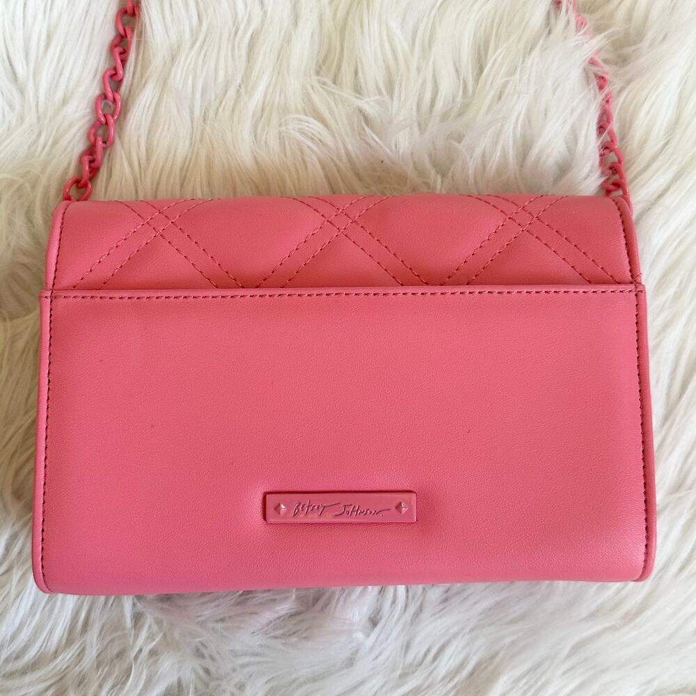 Betsey Johnson Sybil G Quilted Crossbody Gummy Bear Bag Faux Leather, Pink - Picture 6 of 9